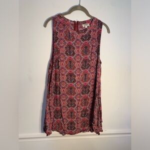Boho Paisley/Mandolin Umgee Sleeveless Top with Pink and Red Pattern size L